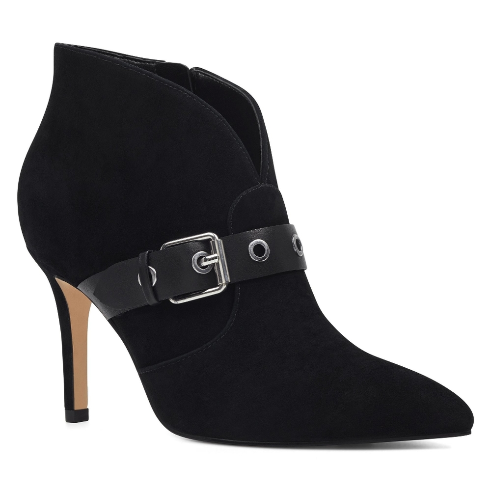 Nine West Jax Pointed-Toe Booties Black Suede 7.5M.